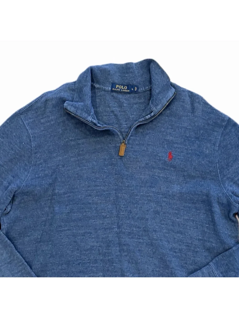 Polo Ralph Lauren Estate Rib Quarter-Zip Pullover - Blue Heather - Men's Large